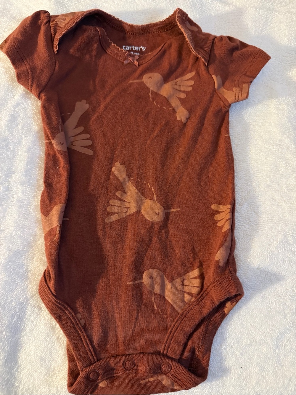 Carter's Rust Brown Hummingbird Short-Sleeve One-Piece